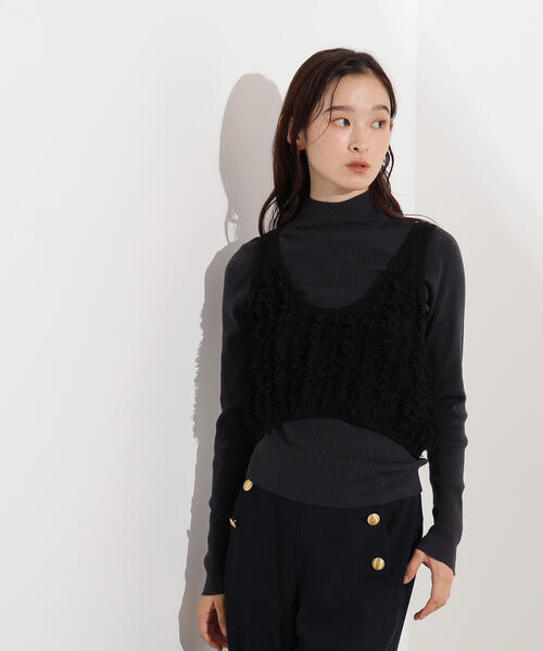 N.（N. Natural Beauty Basic）（エヌエヌナチュラルビューティーベーシック）の「フリンジニットベストセット（ニット/セーター・レディース・アイボリー/ブラック・MEDIUM）」の15枚目の写真
