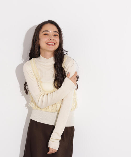 N.（N. Natural Beauty Basic）（エヌエヌナチュラルビューティーベーシック）の「フリンジニットベストセット（ニット/セーター・レディース・アイボリー/ブラック・MEDIUM）」の22枚目の写真
