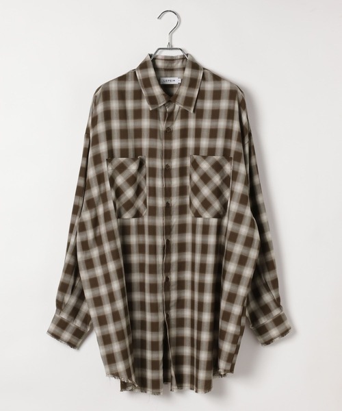 セール】フリンジチェックシャツチュニック 595293（シャツ/ブラウス