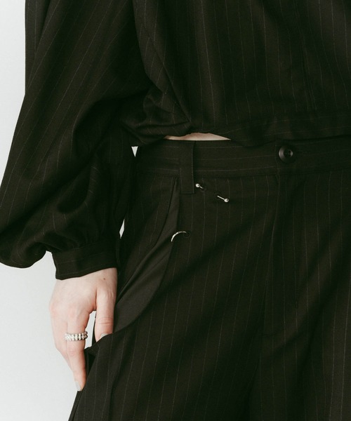 Knuth Marf】pierced drape pants(unisex)/stripegray/スラックス