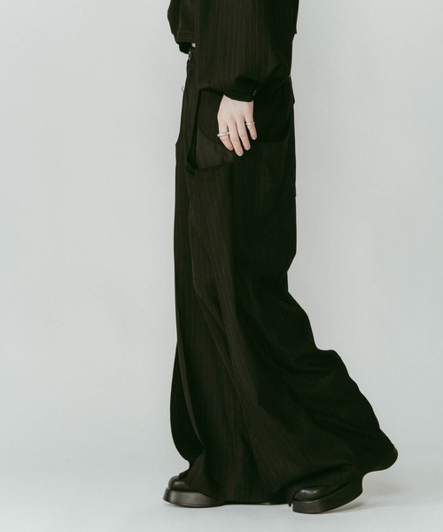 Knuth Marf】pierced drape pants(unisex)/stripegray/スラックス