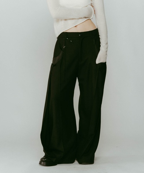 Knuth Marf】pierced drape pants(unisex)/stripegray/スラックス