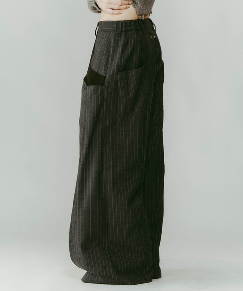 Knuth Marf】pierced drape pants(unisex)/stripegray/スラックス