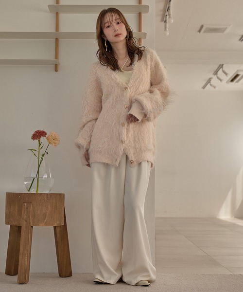 nuance button shaggy cardigan / ニュアンスボタンシャギー