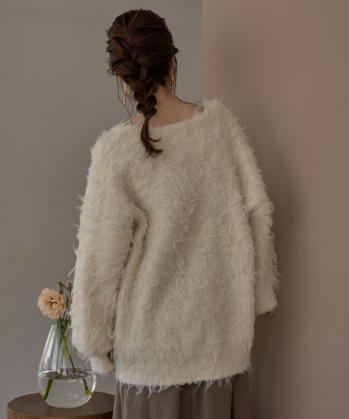 mideal ニュアンスボタンシャギーカーディガン ニットアンサンブル mideal ニュアンスボタンシャギーカーディガン ニットアンサンブル