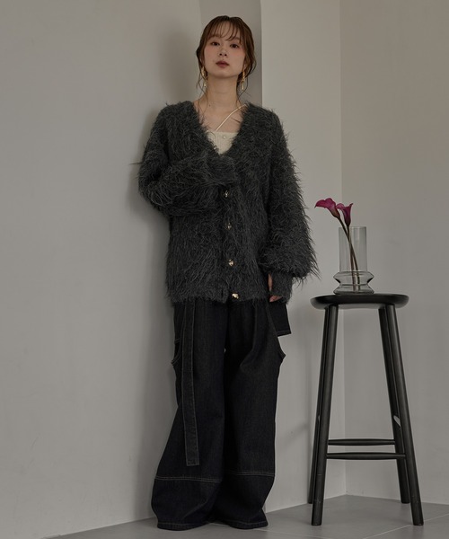 セール】nuance button shaggy cardigan / ニュアンスボタンシャギー