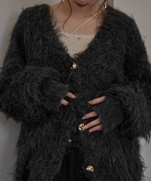 nuance button shaggy cardigan / ニュアンスボタンシャギー