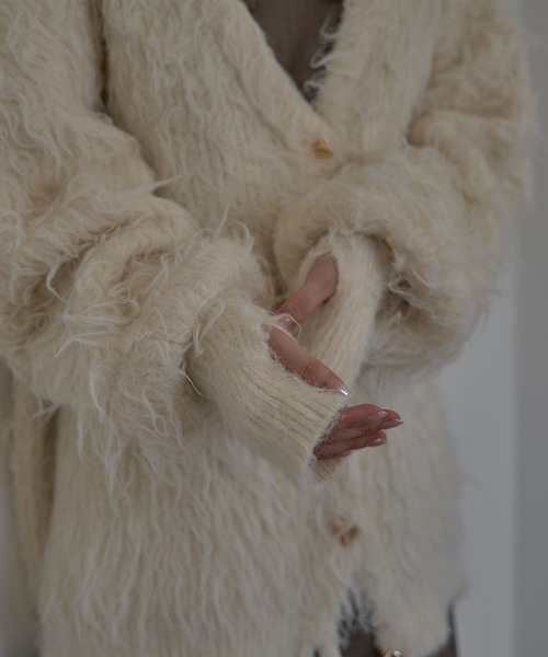 mideal ニュアンスボタンシャギーカーディガン ニットアンサンブル nuance button shaggy cardigan / ニュアンスボタンシャギー
