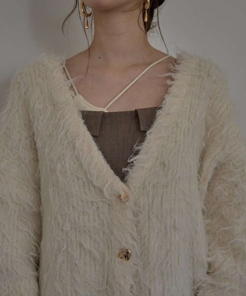 mideal（マイディール）の「nuance button shaggy cardigan / ニュアンスボタンシャギーカーディガン（カーディガン/ボレロ・レディース・アイボリー/ダークグレー/ピンク・FREE）」の17枚目の写真