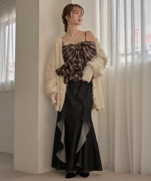 nuance button shaggy cardigan / ニュアンスボタンシャギー