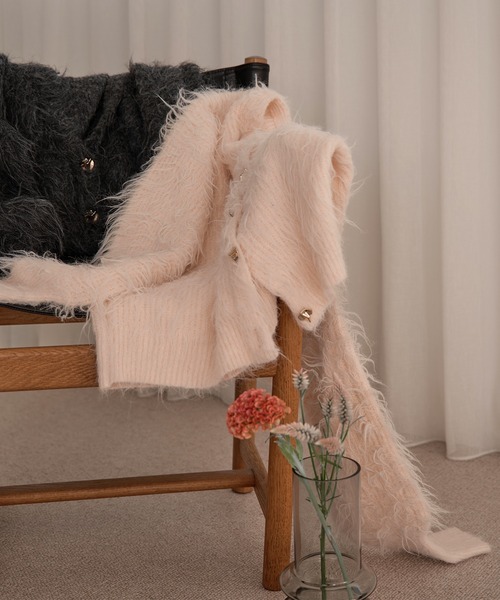 nuance button shaggy cardigan / ニュアンスボタンシャギー