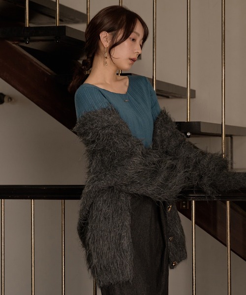 nuance button shaggy cardigan / ニュアンスボタンシャギー