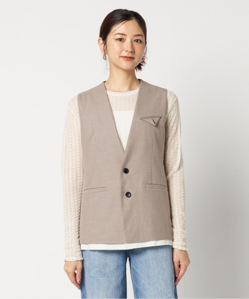 HELIOPOLE（エリオポール）の「the ELLISON VEST（ベスト・レディース・ブラック/ベージュ・38）」の3枚目の写真