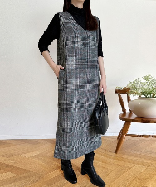 ReRe(リリ)の「チェック柄Vネックジャンパースカート(ジャンパースカート・レディース・ブラウン系その他/ブルー/レッド/レッド系その他/ブラウン/ブルー系その他・X-LARGE/MEDIUM/LARGE)」の17枚目の写真