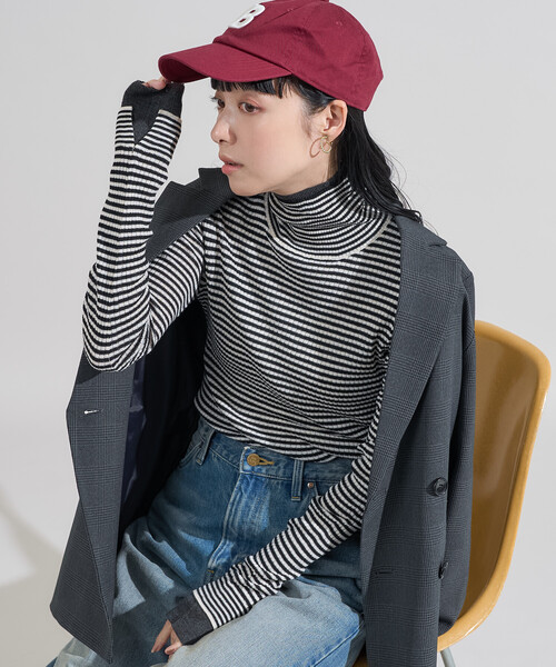 sheller レイヤード風ニット ボーダー sheller レイヤード風ニット ボーダー 新 モデル