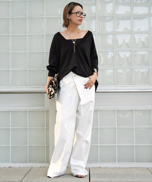 AP STUDIO（エーピーストゥディオ）の「モールスキンアシンメトリーパンツ（その他パンツ・レディース・ホワイト系その他・36/38/40）」の3枚目の写真