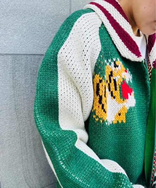 HOUSTON スカジャン セール】HOUSTON / SOUVENIR COWICHAN SWEATER(TIGER)/ 22315