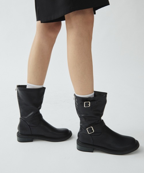 Aunt Marie's（アントマリーズ）の「ダブルベルトショートブーツ（ブーツ・レディース・ブラック・SMALL/MEDIUM/LARGE）」の9枚目の写真