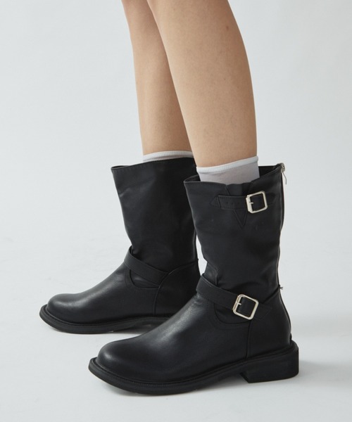 Aunt Marie's（アントマリーズ）の「ダブルベルトショートブーツ（ブーツ・レディース・ブラック・SMALL/MEDIUM/LARGE）」の6枚目の写真