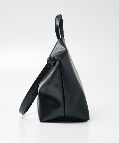 セール】2WAY底マチワイド レザーライクワンショルダーバッグ（トート