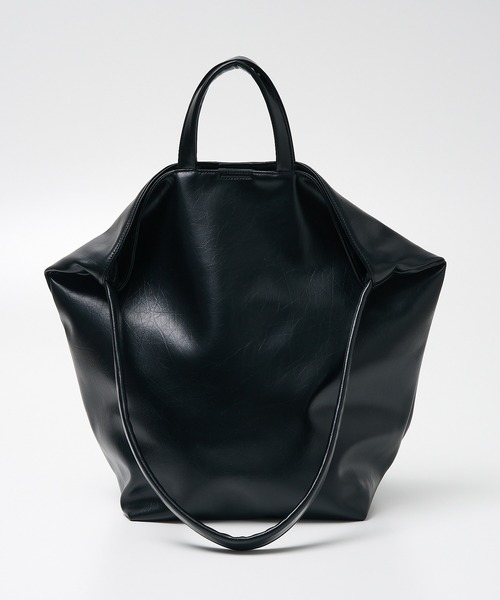 collex（コレックス）の「2WAY底マチワイド レザーライクワンショルダーバッグ（トートバッグ・レディース・アイボリー/ブラック/ゴールド・フリー）」の20枚目の写真