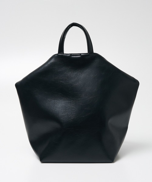 collex（コレックス）の「2WAY底マチワイド レザーライクワンショルダーバッグ（トートバッグ・レディース・アイボリー/ブラック/ゴールド・フリー）」の9枚目の写真