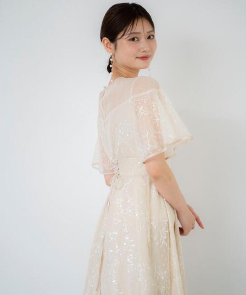 AND COUTURE(アンドクチュール)の「小花柄刺繍ドットチュールドレス(ドレス・レディース・ブラック/ベージュ・FREE)」の7枚目の写真