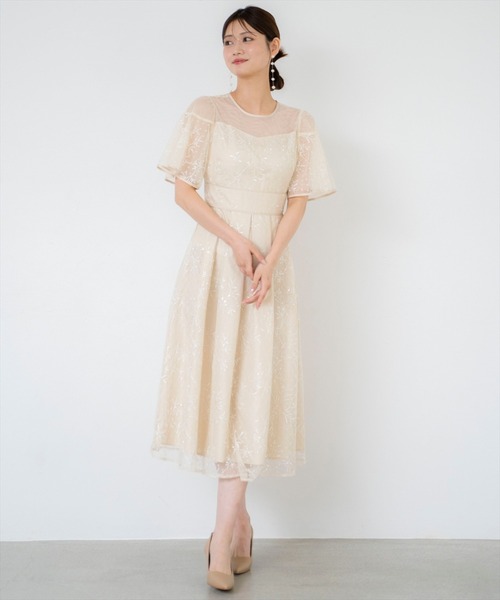 AND COUTURE(アンドクチュール)の「小花柄刺繍ドットチュールドレス(ドレス・レディース・ブラック/ベージュ・FREE)」の18枚目の写真