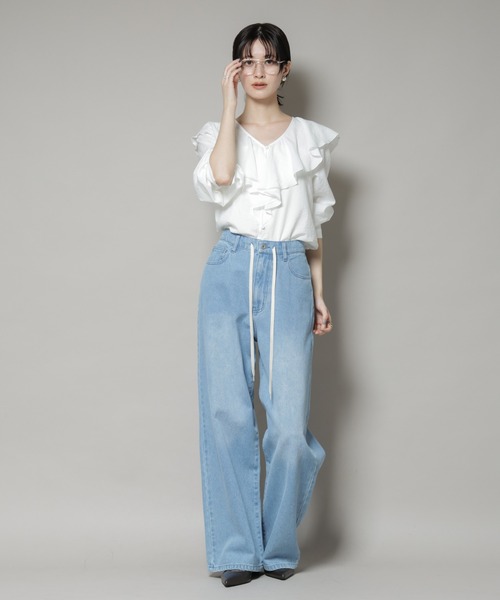 NANO universe(ナノユニバース)の「ビンテージポプリンラッフルカラーブラウス(シャツ/ブラウス・レディース・ブラック/ホワイト/ベージュ・FREE)」の15枚目の写真