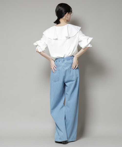 NANO universe(ナノユニバース)の「ビンテージポプリンラッフルカラーブラウス(シャツ/ブラウス・レディース・ブラック/ホワイト/ベージュ・FREE)」の16枚目の写真