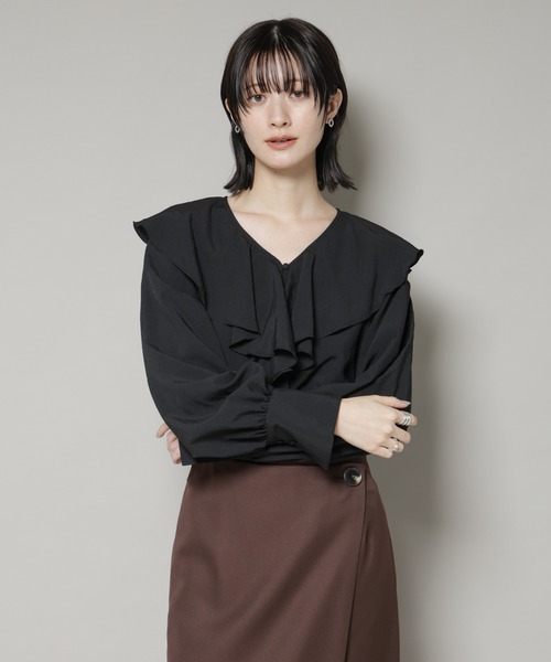 NANO universe(ナノユニバース)の「ビンテージポプリンラッフルカラーブラウス(シャツ/ブラウス・レディース・ブラック/ホワイト/ベージュ・FREE)」の19枚目の写真