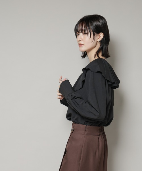 NANO universe(ナノユニバース)の「ビンテージポプリンラッフルカラーブラウス(シャツ/ブラウス・レディース・ブラック/ホワイト/ベージュ・FREE)」の20枚目の写真