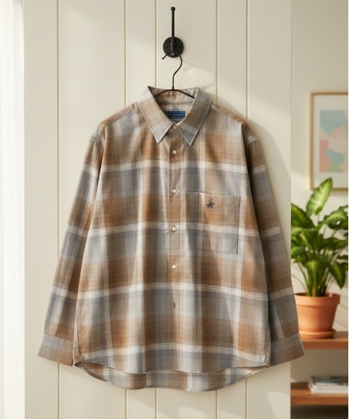 BEVERLY HILLS POLO CLUB（ビバリーヒルズポロクラブ）の「【BEVERLY HILLS POLO CLUB/ビバリーヒルズポロクラブ】ネルチェックレギュラーカラーシャツ（シャツ/ブラウス・メンズ・ブラック/ブルー/グレー/ベージュ・M/L/LL）」の3枚目の写真