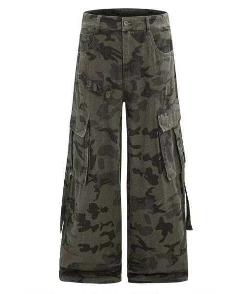 セール】カモフラ柄ワイドカーゴパンツ（カーゴパンツ）｜ViViDAY