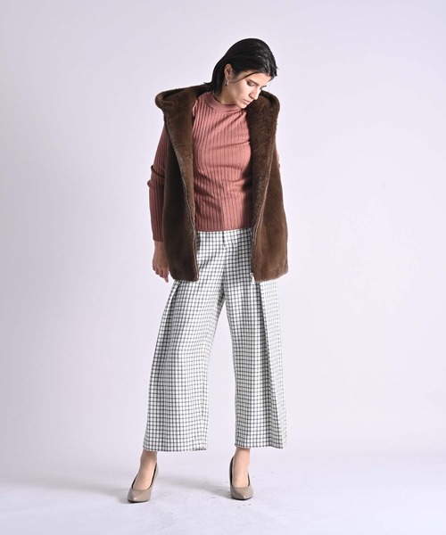RAW FUDGE（ローファッジ）の「チェック柄ウエストタックワイドパンツ（その他パンツ・レディース・グレー/オフホワイト・M）」の15枚目の写真
