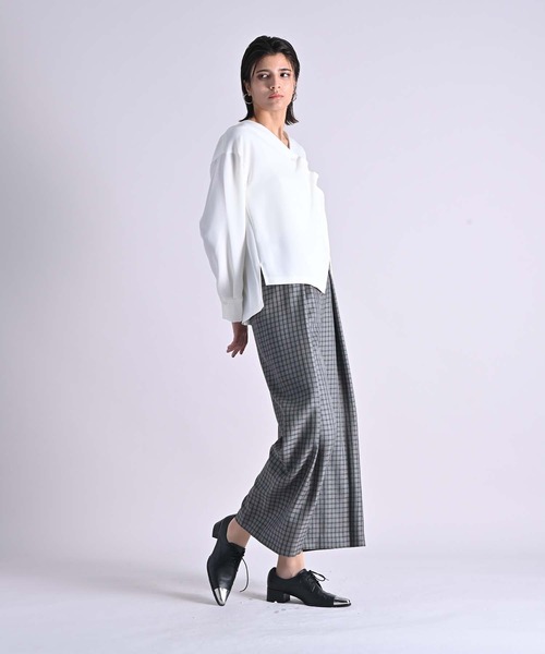 RAW FUDGE（ローファッジ）の「チェック柄ウエストタックワイドパンツ（その他パンツ・レディース・グレー/オフホワイト・M）」の18枚目の写真