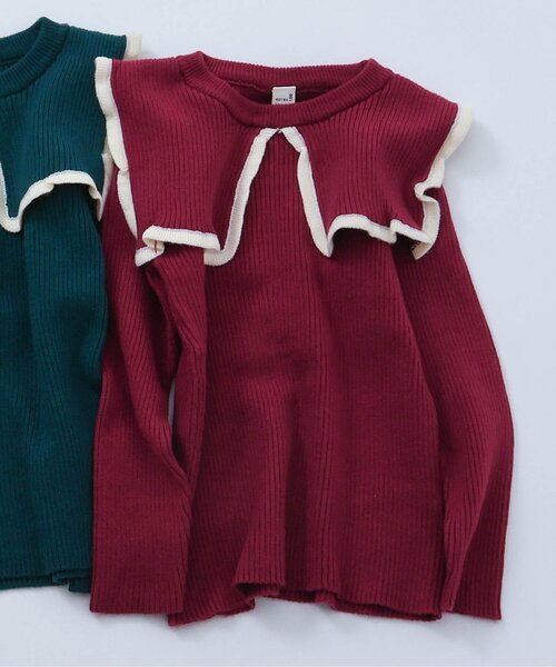 apres les cours（アプレレクール）の「【ジュニア対応】セーラーニット（ニット/セーター・キッズ・グリーン/アイボリー/ローズ・80/90/100/110/120/130/140）」の3枚目の写真