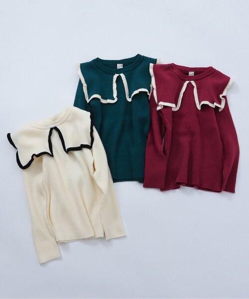 apres les cours（アプレレクール）の「【ジュニア対応】セーラーニット（ニット/セーター・キッズ・グリーン/アイボリー/ローズ・80/90/100/110/120/130/140）」の7枚目の写真