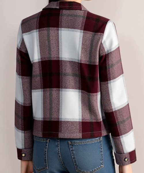 cammie(キャミー)の「チェックショート丈シャツ(シャツ/ブラウス・レディース・グレー/ネイビー/レッド・M/L)」の13枚目の写真