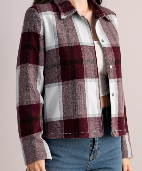 cammie(キャミー)の「チェックショート丈シャツ(シャツ/ブラウス・レディース・グレー/ネイビー/レッド・M/L)」の14枚目の写真