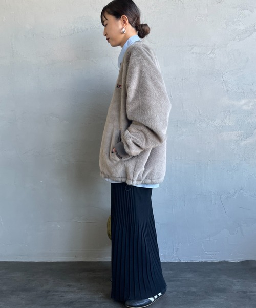 HELLO CALIF（ハローカリフ）の「[HELLO CALIF/ハローカリフ] ファーボンバーコーチジャケット（その他アウター・レディース・グレイッシュベージュ/レオパード・S/M/L）」の14枚目の写真