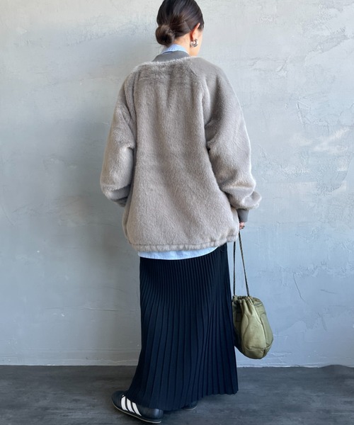 HELLO CALIF（ハローカリフ）の「[HELLO CALIF/ハローカリフ] ファーボンバーコーチジャケット（その他アウター・レディース・グレイッシュベージュ/レオパード・S/M/L）」の15枚目の写真