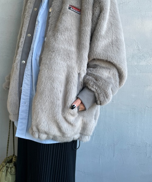 HELLO CALIF（ハローカリフ）の「[HELLO CALIF/ハローカリフ] ファーボンバーコーチジャケット（その他アウター・レディース・グレイッシュベージュ/レオパード・S/M/L）」の18枚目の写真