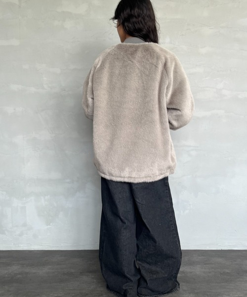HELLO CALIF（ハローカリフ）の「[HELLO CALIF/ハローカリフ] ファーボンバーコーチジャケット（その他アウター・レディース・グレイッシュベージュ/レオパード・S/M/L）」の20枚目の写真