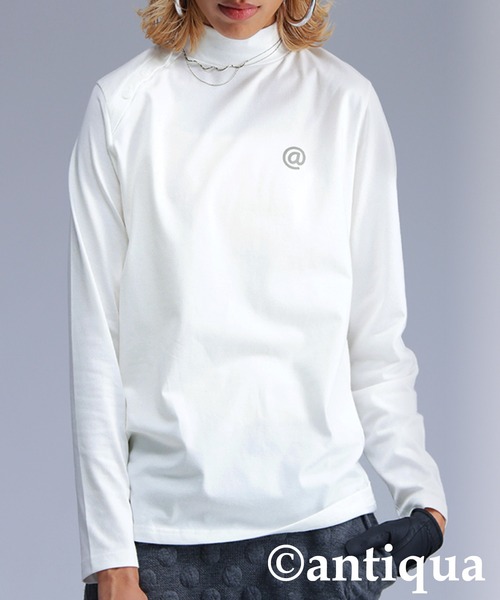 antiqua(アンティカ)の「【STCH】モックネックトップス(Tシャツ/カットソー・レディース・ホワイト/ブラック・LXL/ML)」の2枚目の写真