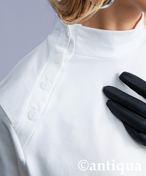 antiqua(アンティカ)の「【STCH】モックネックトップス(Tシャツ/カットソー・レディース・ホワイト/ブラック・LXL/ML)」の11枚目の写真