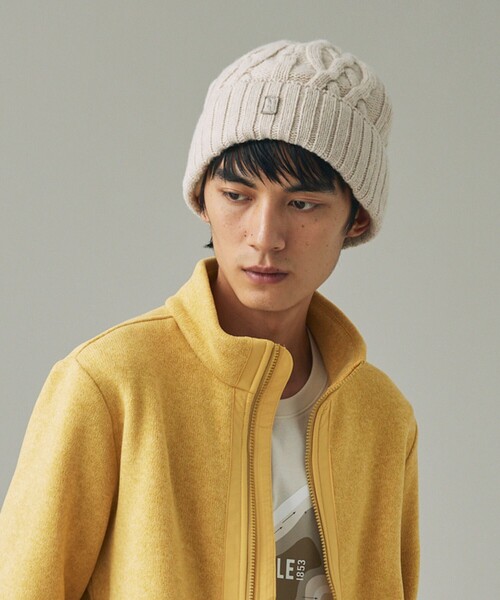 AIGLE（エーグル）の「ケーブルニットビーニー（ニットキャップ/ビーニー・レディース・ダークネイビー/レッド/オフホワイト・FREE）」の2枚目の写真