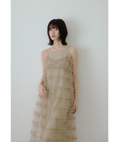 フリルラインガーリードレス 2点セット レイヤード キャミ パーティー