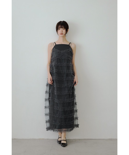 フリルラインガーリードレス 2点セット レイヤード キャミ パーティー