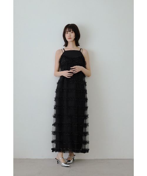 フリルラインガーリードレス 2点セット レイヤード キャミ パーティー